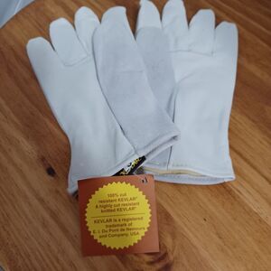 Split Cowhide Leather Work Gloves, Cut Resistant Knitted Kevlar Lined Gray Sz XL